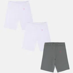 TWIN BIRDS Kids White & Grey Solid Shorts (Pack Of 3) image 1