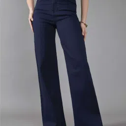 DOLCE CRUDO Blue Plain Jeans image 1