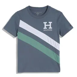Tommy Hilfiger Kids Blue Coal Colorblock Regular Fit T-Shirt image 1