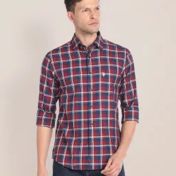 U.S. Polo Assn. Maroon & Navy Regular Fit Check Shirt image 1