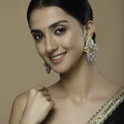 Dugran By Dugristyle Grey & Green Kundan & American Diamonds Drop Earrings-picture-37