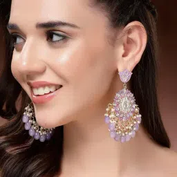 Karatcart Gold-Tone Plated Purple Earrings for Women-image-75