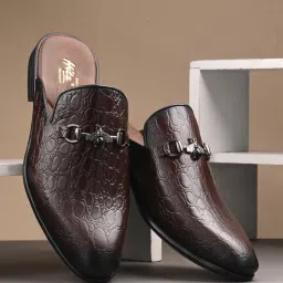 Hitz Luxure Men's Brown Mule Shoes image 1