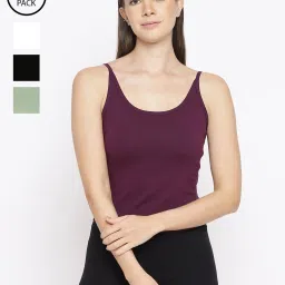 La Intimo Black, Cream, Green, Wine Timeless Style Camisole (Pack of 4) image 1