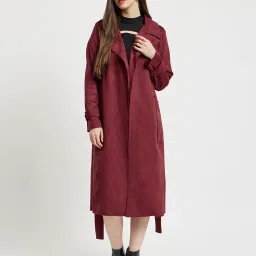 Fablestreet Maroon Relaxed Fit Coat image 1