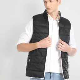 Arrow Sport Black & White Regular Fit Quilted Jacket image 4