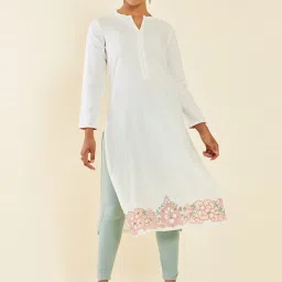 Soch Off-White Embroidered Straight Kurta image 1