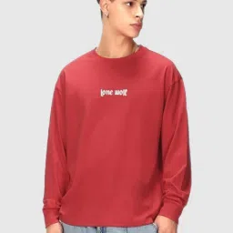 Bewakoof Red Loose Fit Graphic Print Crew T-Shirt image 1