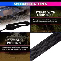 amiciauto Amici Auto Heavy-Duty Tow Strap High-Strength Nylon 3000 Kg Capacity and 4 m Length, 1xTR-4M3T image 3