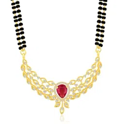 Peora Pink Gold Plated Mangalsutra and Earrings Set for Women image 4