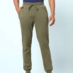 Ajile by Pantaloons Olive Cotton Slim Fit Nightwear Joggers image 1