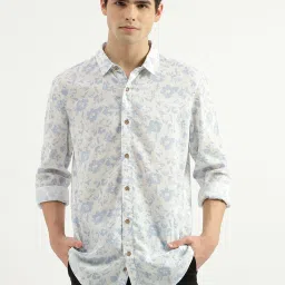 United Colors of Benetton Blue Slim Fit Floral Print Shirt image 1