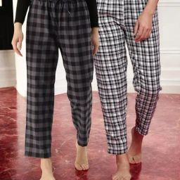 Kryptic White & Grey Melange Cotton Relaxed Fit Printed Lounge Pant - Pack of 2-picture-29