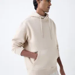 WES Casuals by Westside Beige Solid Relaxed-Fit Cotton-Blend Hoodie-picture-10