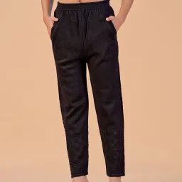 Jaipur Kurti Black Solid Woolen Pants image 1