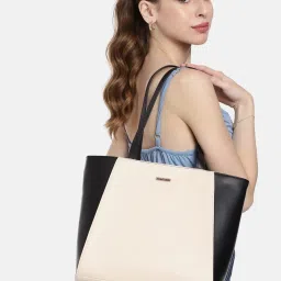 Fastrack Black Solid Large Tote Handbag image 1