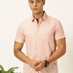 Thomas Scott Baby Pink Cotton Regular Fit Printed Casual Shirt image 1