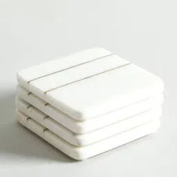 Home4U White Marble Brizo Marble Coaster - Set of 4 image 4
