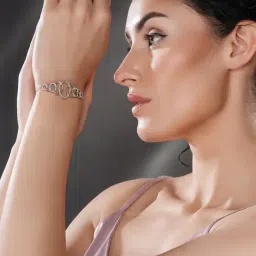 Saraf RS Jewellery Silver Statement AD Studded Oval Link Adjustable Pull Chain Slider Bracelet image 5