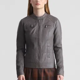 Only Grey Regular fit Biker Jacket image 1