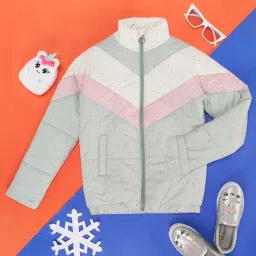 YU by Pantaloons Kids Grey & White Color Block Full Sleeves Jacket image 1