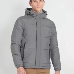 Arrow Sport Grey Regular Fit Hooded Jacket image 1