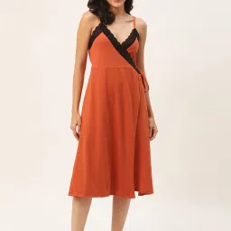 Ms.Lingies Orange Lace Work Nighty image 1