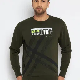 Duke Dark Olive Regular Fit Printed Sweatshirt image 1