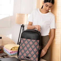 Zouk Statement Kovil Blue Blue Jute Printed Laptop Backpack - 16.9 Ltrs image 1