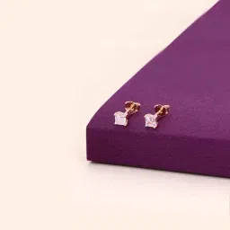 Kai Jewel Sterling Silver Small Chic Square Solitaire Rose Gold Earrings for Women-picture-32