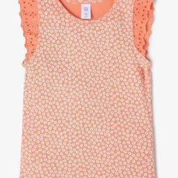 GAP Girls Peach Cotton Floral Top-image-0