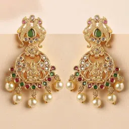 Karatcart Gold-Tone Plated Pink & Green Earrings for Women-image-47