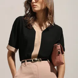 Vero Moda Black & Pink Color-Block Top image 1