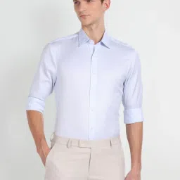 Arrow Cyan Cotton Regular Fit Texture Shirt image 1