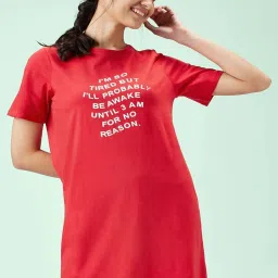 People by Pantaloons Red Cotton Printed Sleep Tees image 1