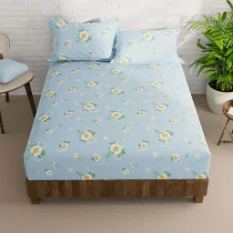 Bianca La-vogue Skyblue Microfibre 152 TC Extra Smooth Double Size Bed Sheet with Pillow Cover image 1