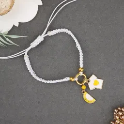 Aapno Rajasthan Coffee Brown White Charm Casual Rakhi with Roli Chawal & Greetings Card-image-32