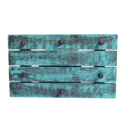 Unravel India Rustic Blue Mango Wood Key Holder - Set of 1 image 2