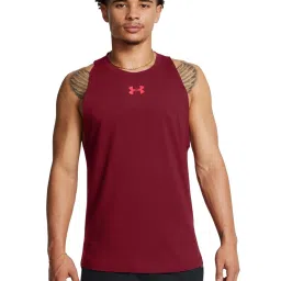 Under Armour Red Cotton Regular Fit Printed Tank Tee image 1