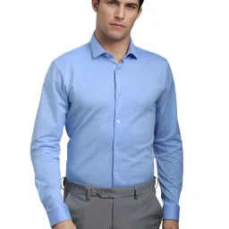 Louis Philippe Blue Cotton Slim fit Solid Shirts image 1