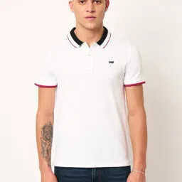 Lee White Cotton Slim Fit Polo T-Shirt-picture-24
