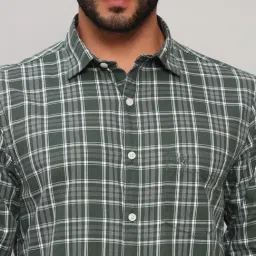 Cantabil Green Cotton Regular Fit Checks Shirt image 5