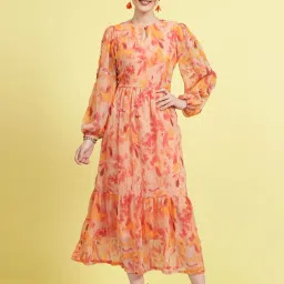 Melon by PlusS Peach Printed Maxi Dress image 1
