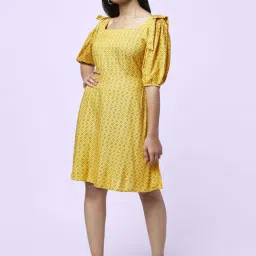 YU by Pantaloons Yellow Printed A-Line Dress image 1