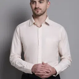 Cantabil Light Beige Regular Fit Check Shirt image 1