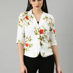 showoffff SHOWOFF Off White Floral Print Blazer image 1