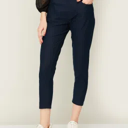 Colour Me by Melange Navy Cotton Jeggings image 1