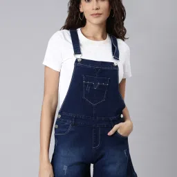 showoffff SHOWOFF Dark Blue Denim Mini Dungaree image 1