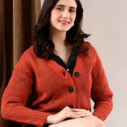 Kotty Brown Cotton-Poly Blend Regular fit Sweater image 1