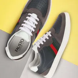 Fausto Men's Grey Casual Sneakers image 1